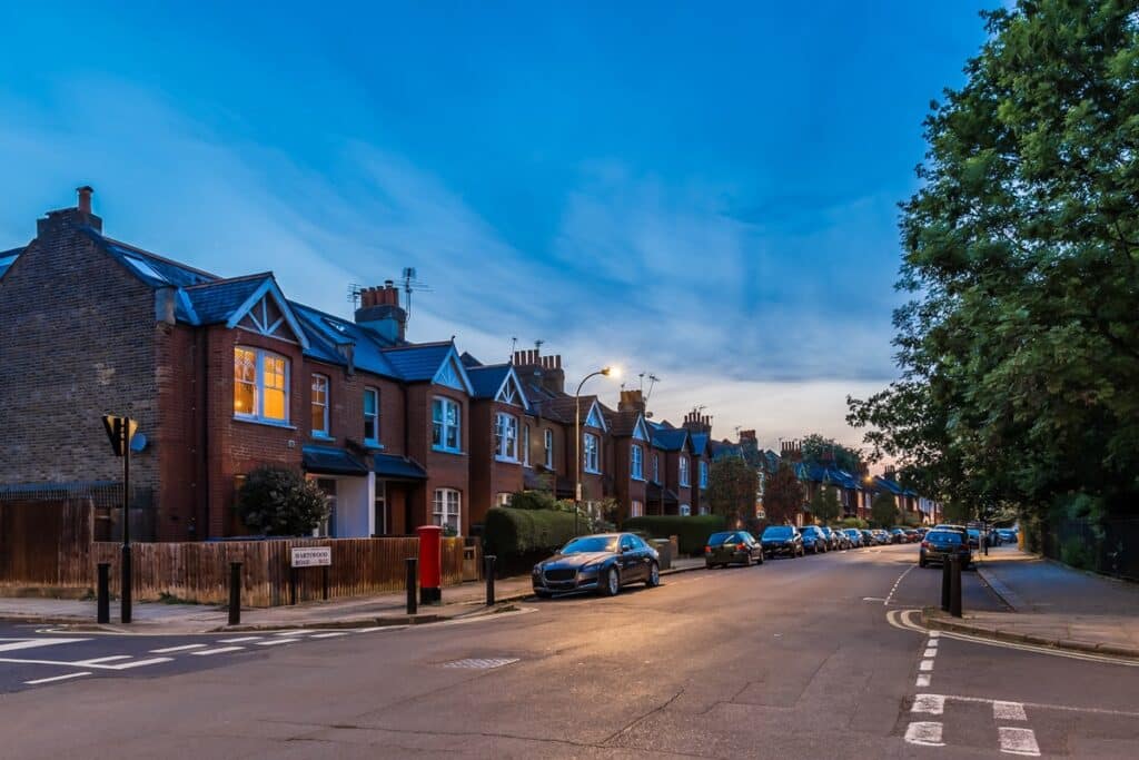 Chiswick suburb in summer evening, London