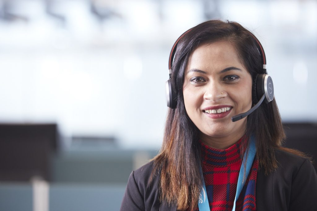 Person in office using headset