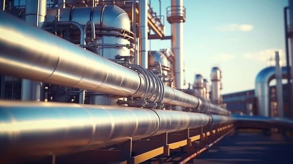 Gas pipes for the oil industry. a clean pipeline for renewable energy production. pipeline for gas or oil, pure hydrogen gas for the production of environmentally friendly electricity.Energy equipment for gas pipelines